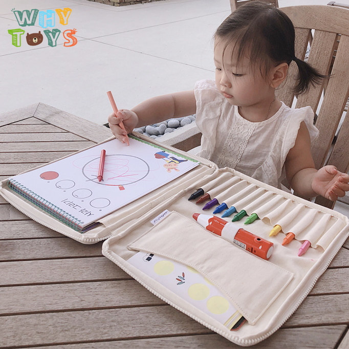 Ins wind children's canvas brush storage bag Brush bag folding color simple style multi-function storage painting bag