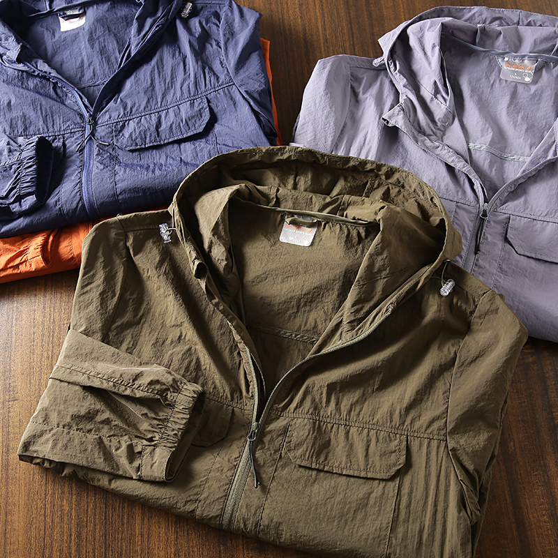 Good Reputation! Outdoor Light Workwear! Waterproof, Breathable, Uv-Resistant! Spring and Summer Men's Hooded Thin Jacket