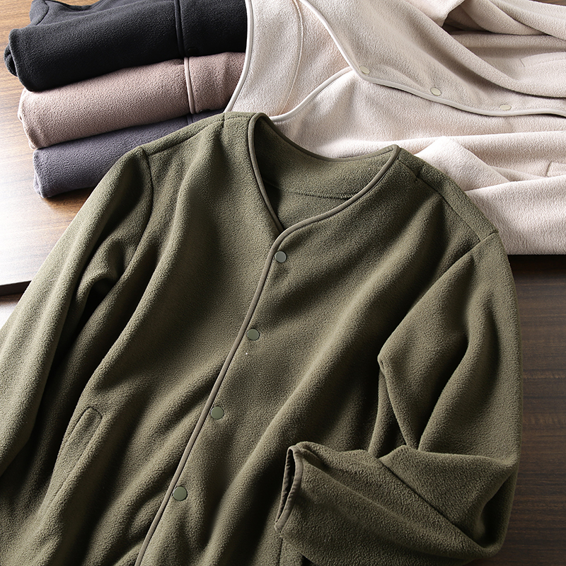 Huahua U Home Heat Heating Technology Double-Sided Fleece Autumn and Winter Men's Warm Cardigan Jacket Base Layer Coat