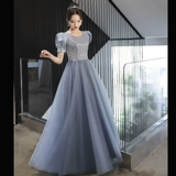 Синее дизайнерское вечернее платье, наряд маленькой принцессы, тренд сезона