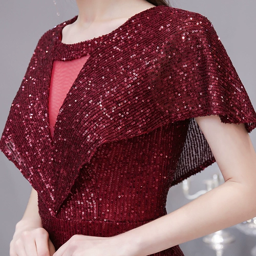 Вечернее платье, юбка, бордовые блестки для ногтей, коллекция 2022, яркий броский стиль, по фигуре, рыбий хвост