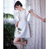 Белое вечернее платье, элитная юбка, французский стиль, изысканный стиль, подходит для подростков