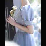 Синее дизайнерское вечернее платье, наряд маленькой принцессы, тренд сезона