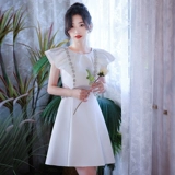 Белое вечернее платье, элитная юбка, французский стиль, изысканный стиль, подходит для подростков