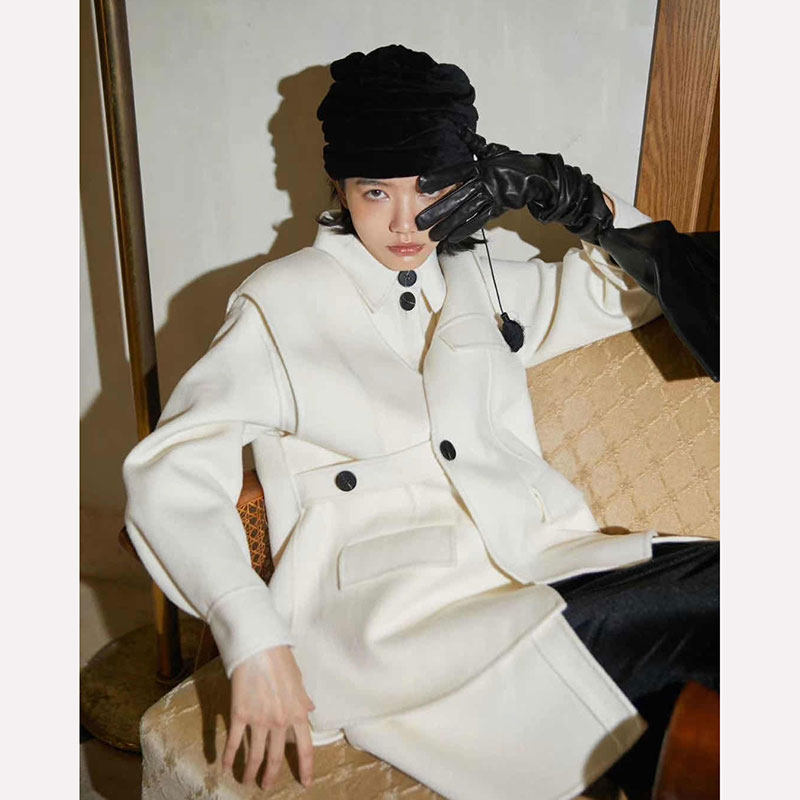 2022 Autumn Winter New Temperament Double Face Cashmere Coat Woman 100 hitch a small crowd not hit fashion Two sets of damp