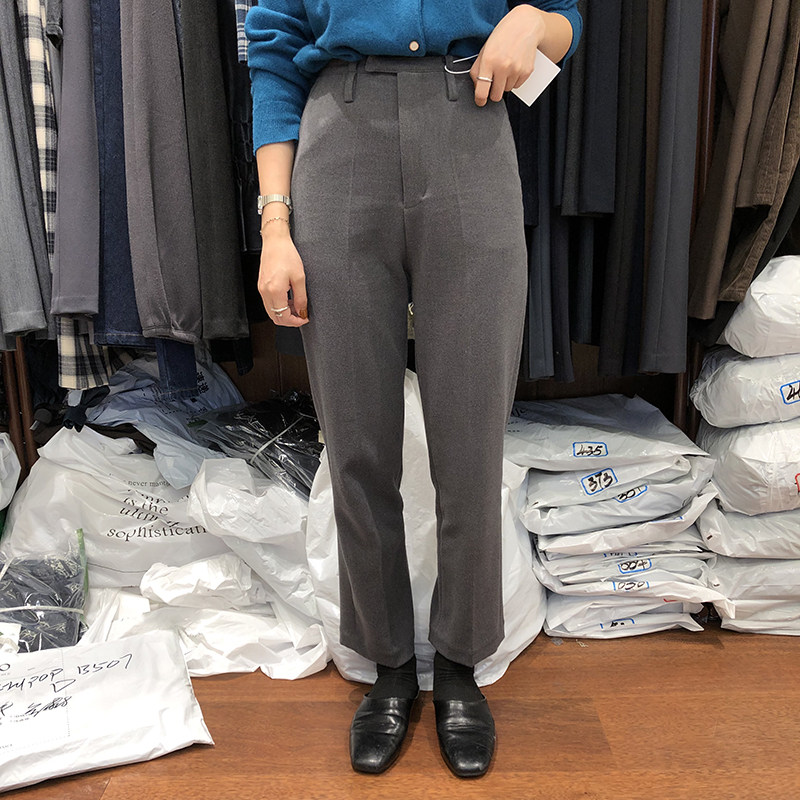2021 Western Pants Woman High Waist Temperament Brief West Pants Autumn Winter New slim fit 100 hitch SMOKE PANTS STRAIGHT BARREL LONG PANTS TIDE
