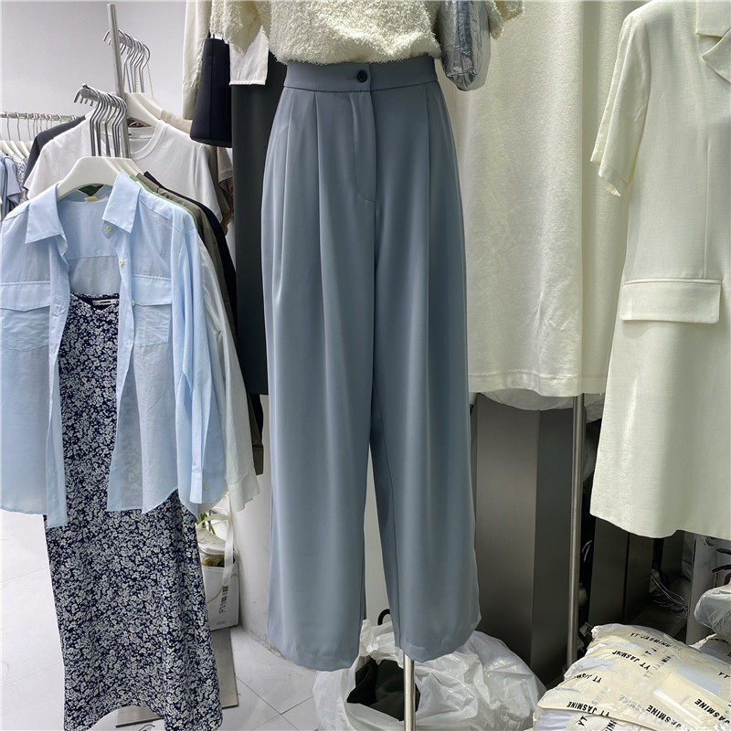 JASMINE design sense suit pants women 2022 summer loose straight wide leg pants high waist drape casual pants tide