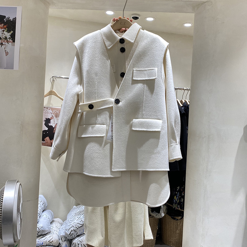 2022 autumn and winter new fashion this year, beautiful light luxury niche fried street suit double-sided cashmere coat women's vest