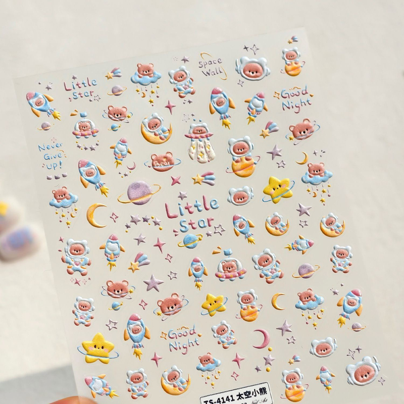 Korean-Style Space Camera Stickers Ccd Star Bear Nail Art Stickers Embossed Stereo Cute ins Style Nail Stickers