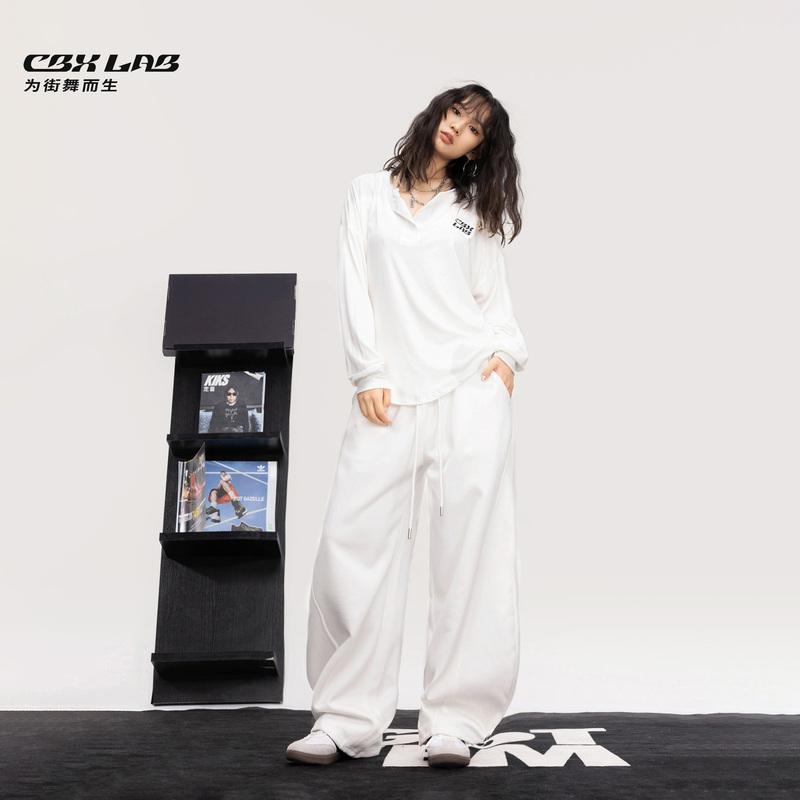 Cbxlab Street Dance Trendy Brand "Banana Pants" White Versatile Jazz Sweatpants Hip-Hop Kpop Casual Pants
