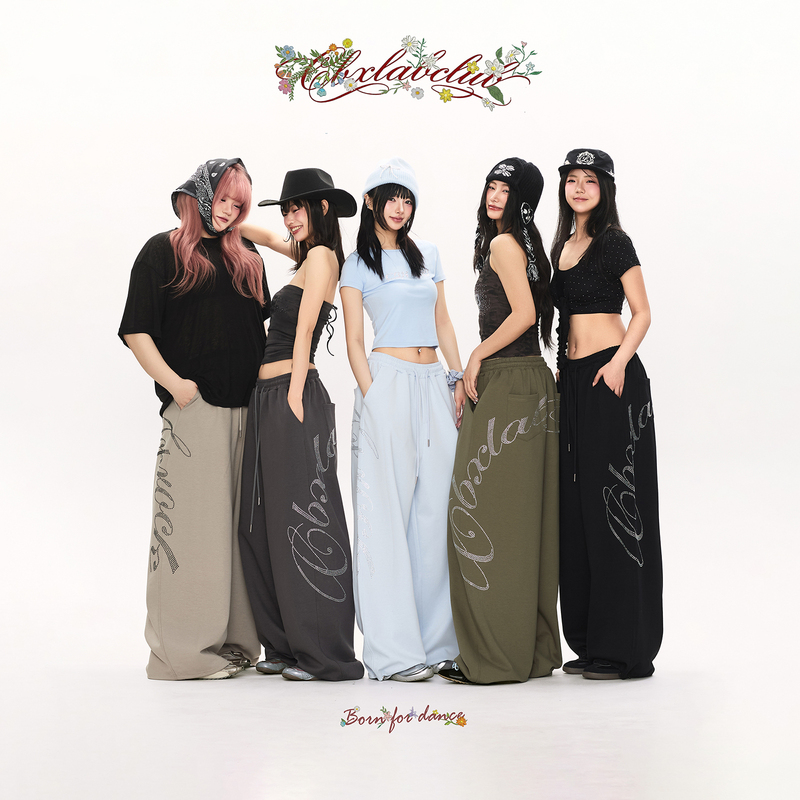 Cbxlab Street Dance Trendy Brand "Sparkling Sweetheart" Rhinestone Loose Jazz Pants Hip-Hop Sweet Cool Summer Casual Pants Trendy