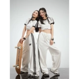 CBXLAB Белый комплект в стиле хип-хоп, танцующие штаны, короткий рукав