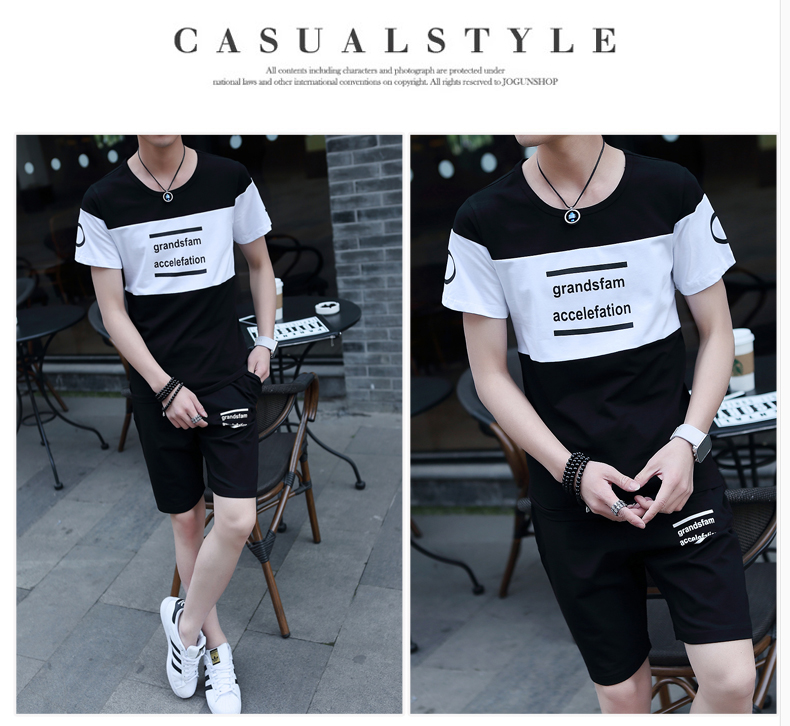 Của nam giới phù hợp với mùa hè 2018 xu hướng mới Hàn Quốc giản dị mùa hè đẹp trai quần áo một tập hợp những người đàn ông ngắn tay t-shirt