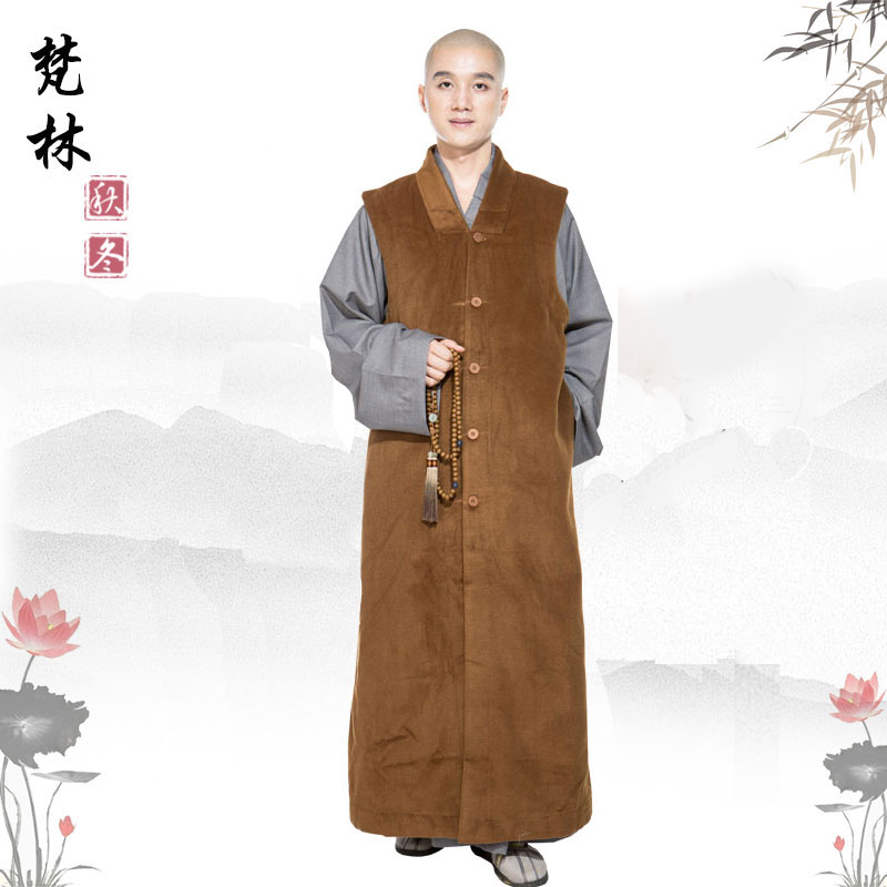 Brahlin Buddha menswear winter monk costume Mage plus velvet long Galan Gale blue coat vest waistcoat waistcoat