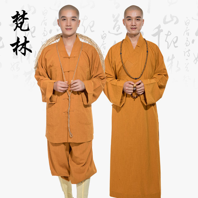 Sanskrit spring and summer monk clothing Monk Clothing length jacket Male And Female Long Shirts Cotton Linen Comfort Long clothing Jacket Suit Buddhist Clothing