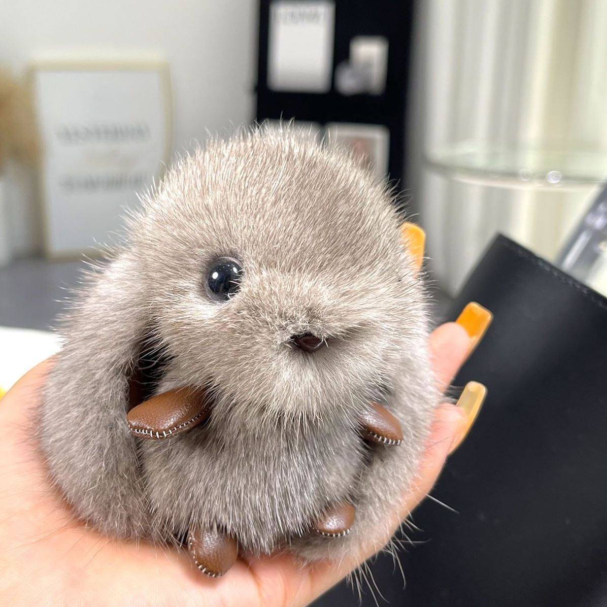 Mink Fur Doll Cute Internet-Famous Rabbit Pendant Backpack Plush Toy High-End Fur Car Keychain Bag Accessory