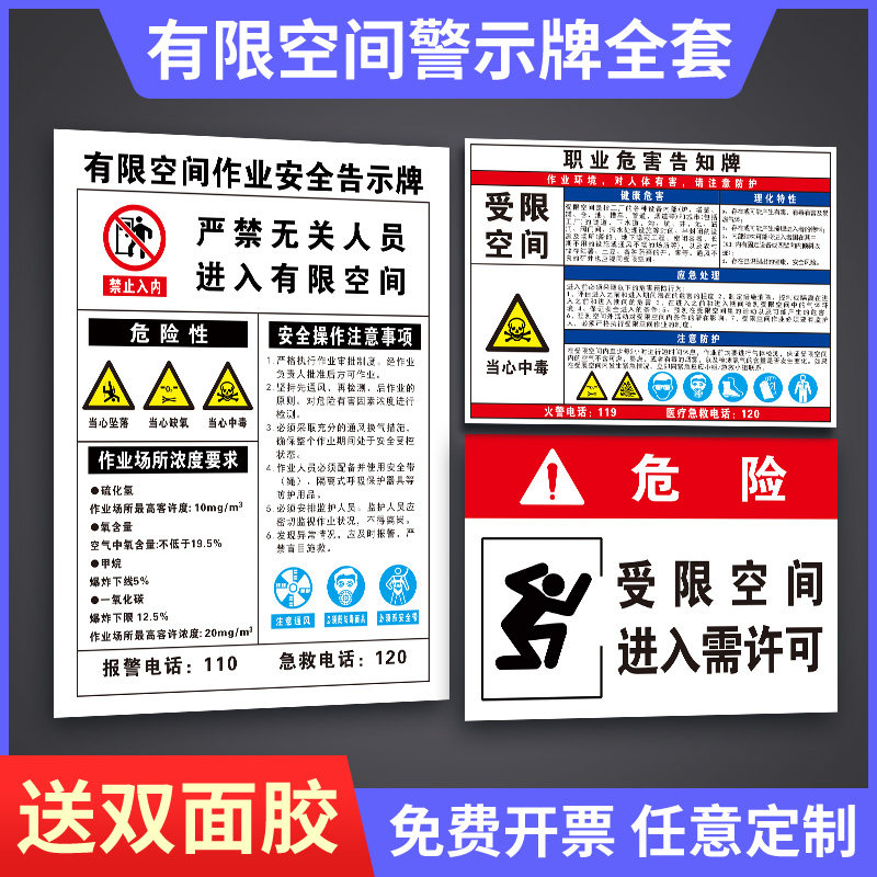Limited space safety warning signs Limited space operation warning signs Warning signs Warning signs Confined space safety warning signs Warning signs Stickers Custom