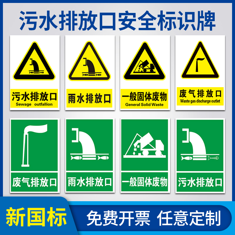 Sewage Discharge Outlet Environmental Protection Safety Identification Card Environmental Protection Sign Plate Exhaust Port Identification Card Rain Noise Hazardous Waste Storage Place Warning Signs Eco-Environment Identification Custom-made