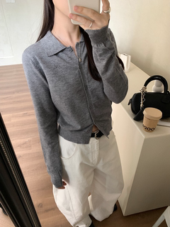 Sweetknit homemade girly simple elegant lapel knitted cardigan autumn outer top y3887