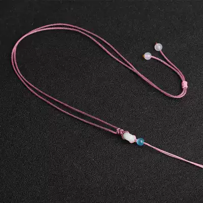 Fine white jade ring pendant lanyard simple hand-woven necklace rope hanging small pendant female