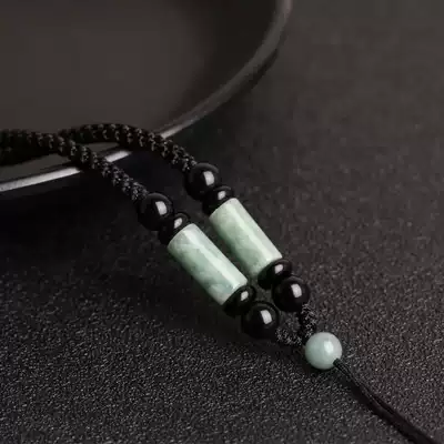 Oil green jade pendant hanging rope Woven hand woven rope necklace Buddha brand beeswax pendant with rope Wearing jade rope