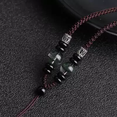 Xiao Baomian hand-woven 925 silver green Ghost pendant lanyard Crystal necklace rope Personality men's and women's rope