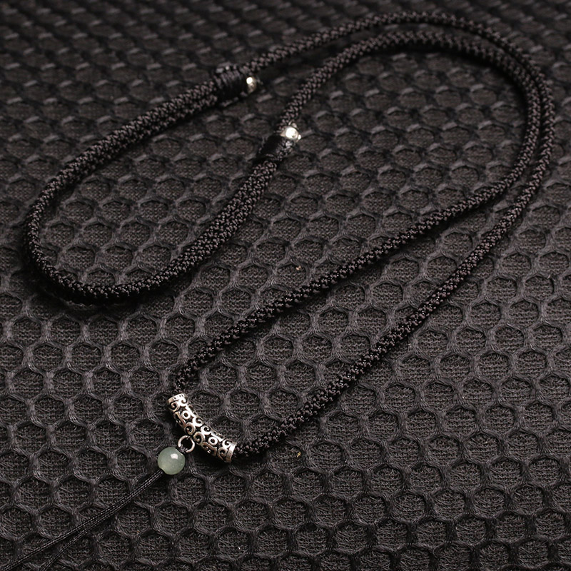925 silver hanging rope handwoven pendant rope necklace with rope jade pendant emerald gold red rope jade pendant male and female