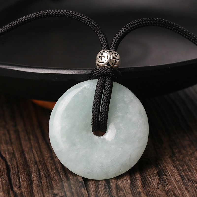 Green Buckle Pendant Rope Pendant Rope Black Red Men and women Jade Hanging Ring Handwoven Necklace Rope