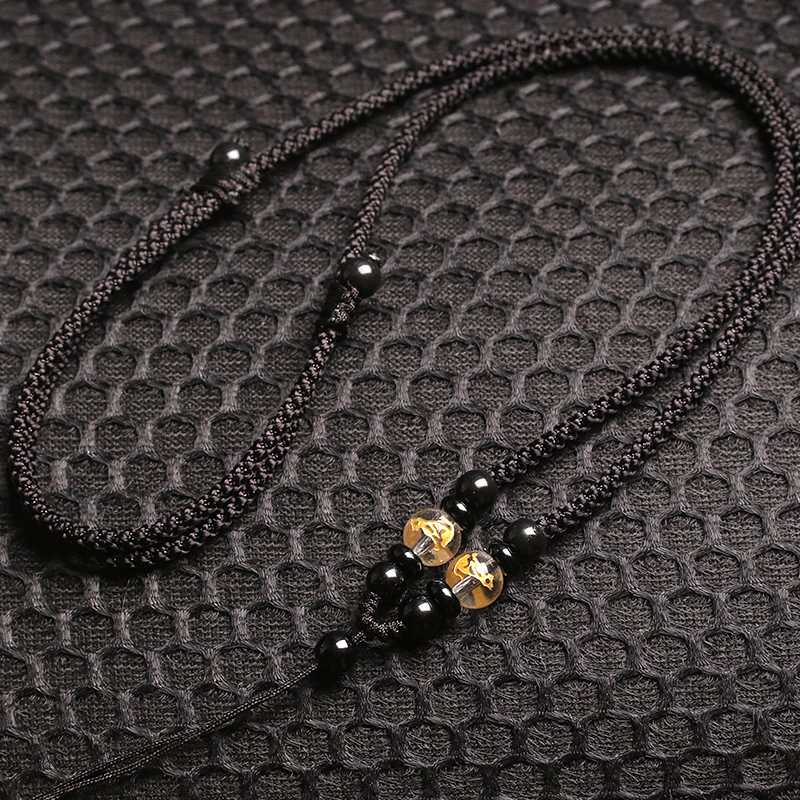 Duozodiac white crystal pendant necklace pendant necklace with adjustable length male and female hand woven matching rope sling