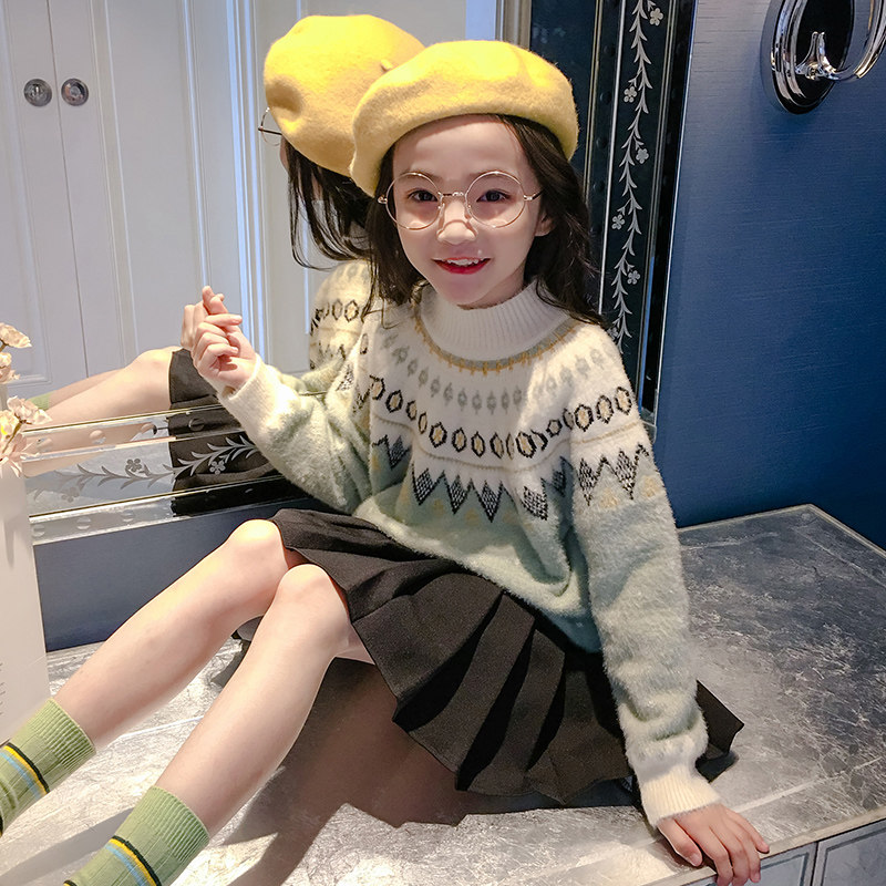 Girls sweater 2022 new autumn children's Western style bottoming pullover bottoming shirt autumn and winter tops girls knitted sweaters