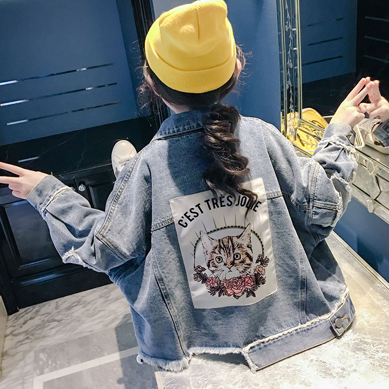 Girls denim jacket Spring and Autumn 2022 new Korean version of the foreign trendy fashion clothes children's big boy net red spring tops