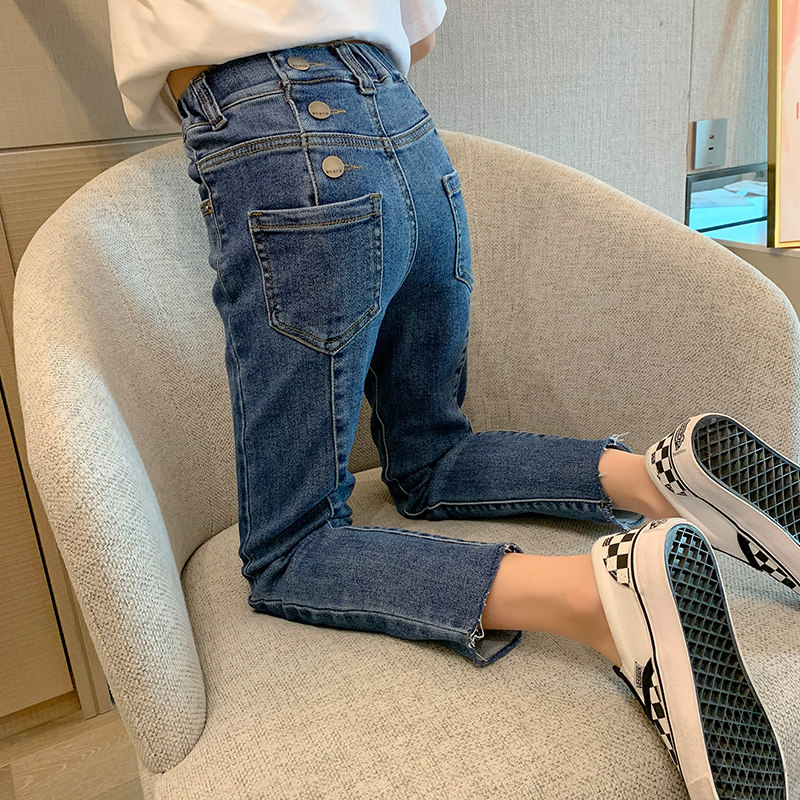Girl Sashimi Jeans Long Pants Spring Autumn Money 2022 New Children Foreign Pie Skinny Pants Children Clothing Spring Stretch Pants