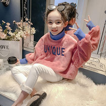 girls' thick fleece sweatshirt autumn and winter 2022 new Korean style children's mink fleece thermal top trendy