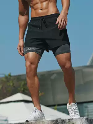 Loose quick-dry running training marathon sports shorts men's lining American fitness leisure five points basketball pants summer