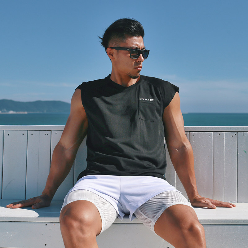 Running sports Basketball vest Men's suit Training short sleeve loose sleeveless quick-drying T-shirt Waistcoat Gym clothes