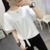 Mùa hè 2018 mới phong cách BF BF Hồng Kông hương rắn màu Áo thun nữ ngắn tay Hàn Quốc lửng sơ