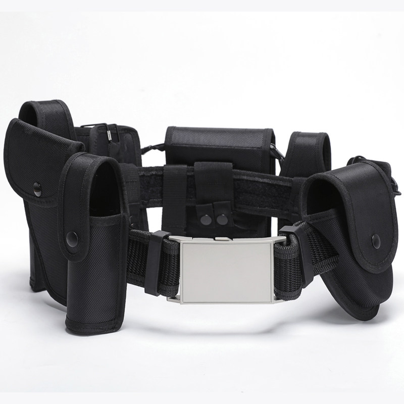 Nylon multi-functional tactical belt male patrol duty eight-piece set of black security armed belt fanny pack equipment