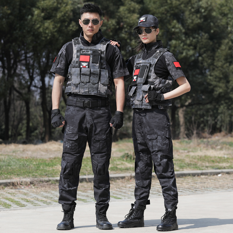 Summer tactical frog suit camouflage suit male short-sleeved breathable instructor training uniforms military fan clothing outdoor expansion CS