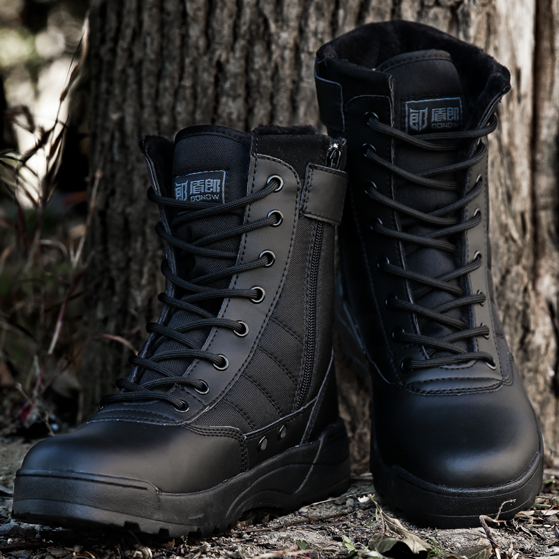 Winter military enthusiasts footwear male commando combat boots cold hiking shoes plus velvet high ultra-light tactical boots gong zhuang xie