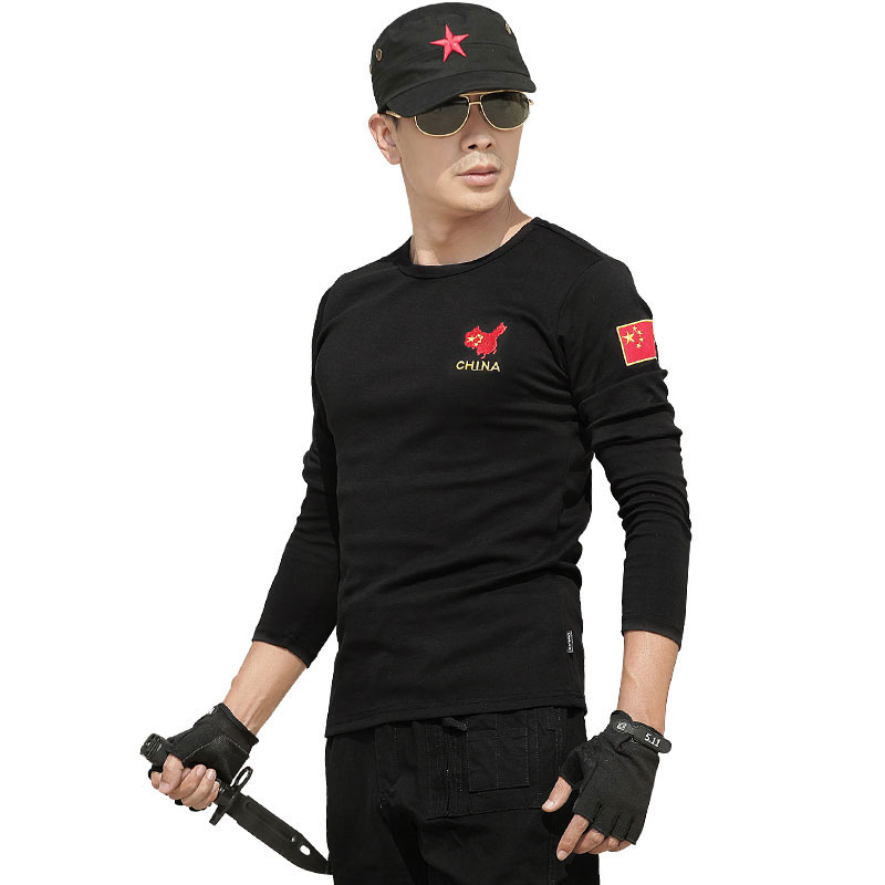 Shield Lang spring special forces t-shirt men's long-sleeved training embroidery tactical military uniform autumn bottoming Chinese military fans t-shirt