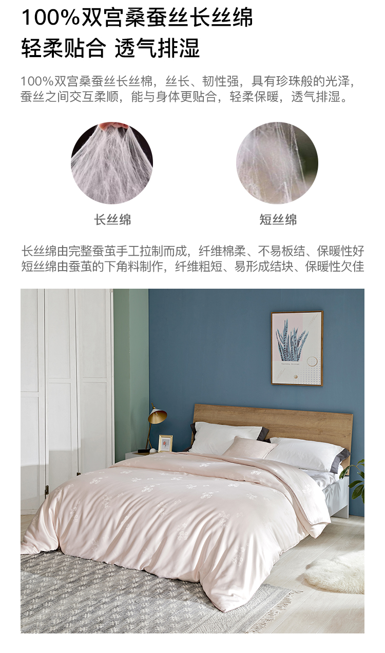 阿里自营 淘宝心选 100%双宫茧纯蚕丝被 填充400g/1.5*2m 图4