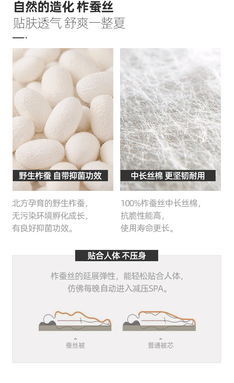 100%野生蚕丝,18种氨基酸:淘宝心选 可水洗蚕丝被夏凉被 1.5~2米 149元起包邮 值值值-买手聚集的地方