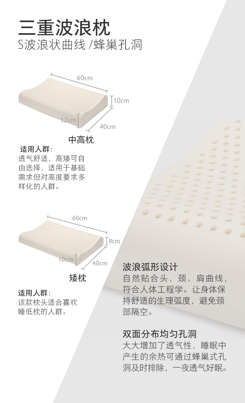 阿里直营品牌 淘宝心选 泰国天然乳胶枕 2只装 图5
