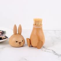 Creative toothpick holder cute wooden rabbit home living room restaurant personalized fashionable cartoon animal shape storage jar