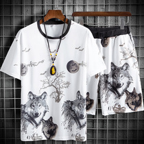 Summer Ice Silk Sleepwear Male Summer Short Sleeve Thin Junior High School Student Trend Fashion Teen Summer Home Suit Suit