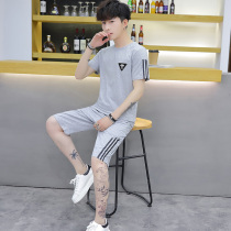 Teen Sleepwear Mens Summer Pure Cotton Short Sleeve Shorts Middle School Students Summer Thin and casual home Suit Trends