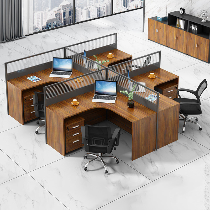Staff Desk Chair Composition Brief Modern Double Four Screen Computer Cassette Office 46 Artificial Position Table