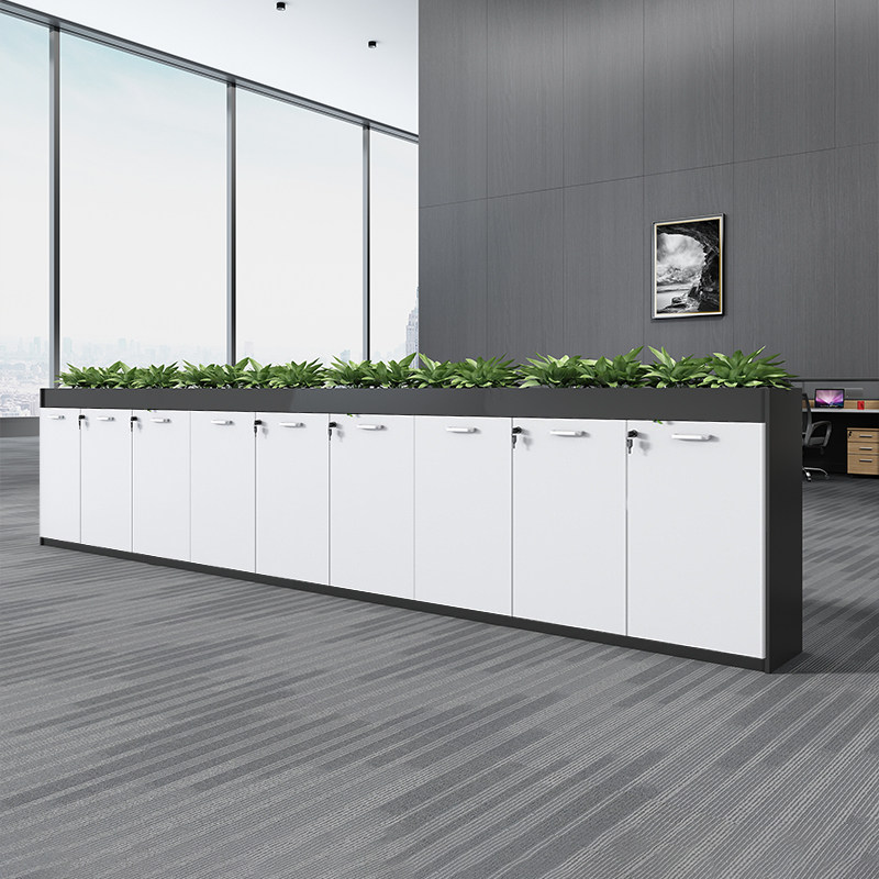 Office furniture partition cabinet combined flower trough cabinet Short cabinet storage filesWhite edge cabinet placed flowerbasin cabinet