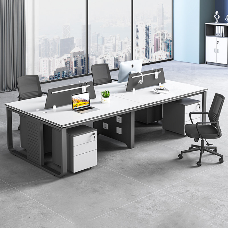 Brief Modern Station Desk Staff Office Desk Staff Office Table Chairs Combined Cassette Partition Employee Screen Work Position