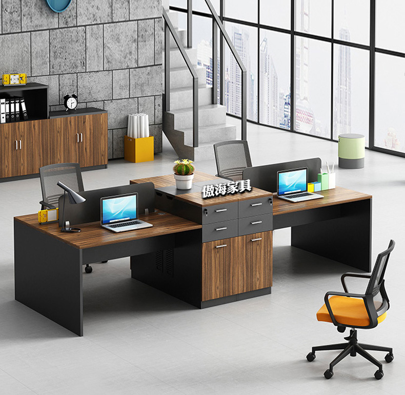 Double Desk Combination Side-by-side Minimalist Modern Screen Staff office Computer desk chair Two-24-person table